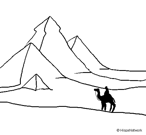 Landscape with pyramids coloring page