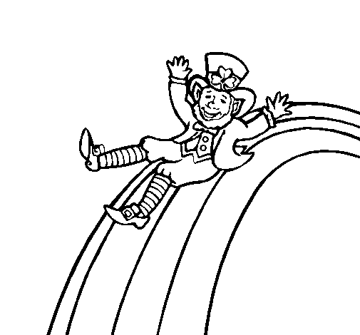 Leprechaun on a rainbow coloring page