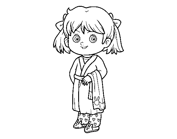 Little girl with pajamas coloring page