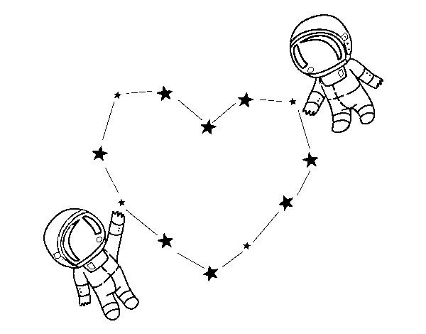 Love in the space coloring page