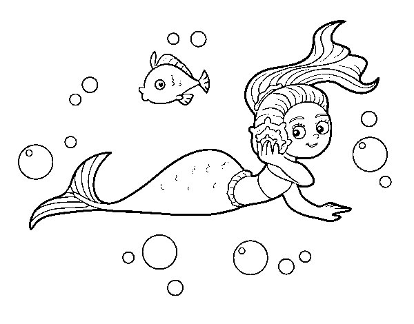 Magical mermaid coloring page