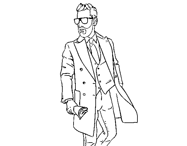 Man wearing uit coloring page