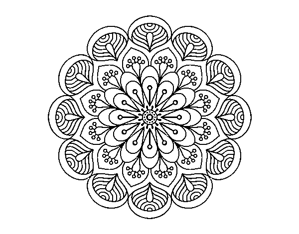 Mandala flower and sheets coloring page