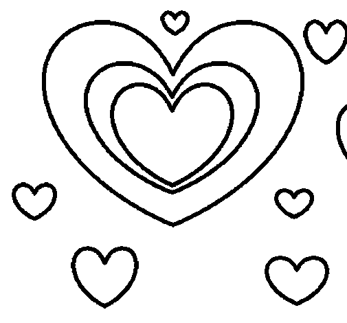 Many hearts coloring page