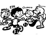 Dibujo de Markolin, Eze, Centralito and Renato playing football