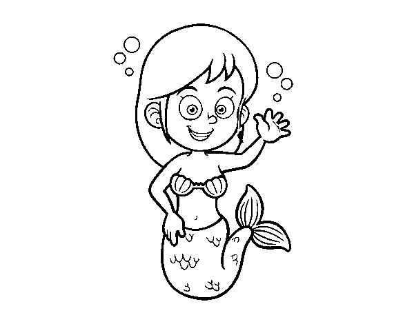 Mermaid under the sea coloring page