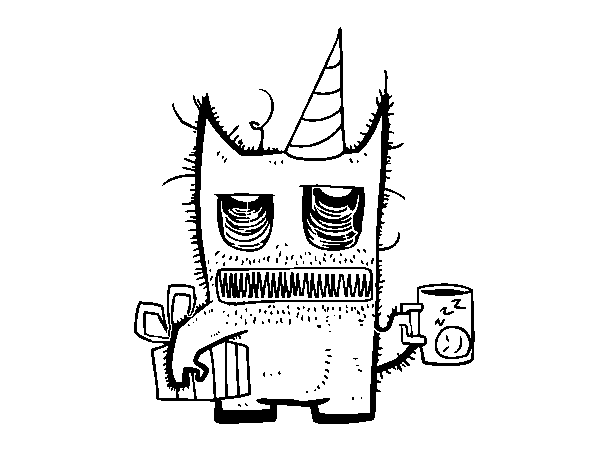Monster birthday gifts coloring page
