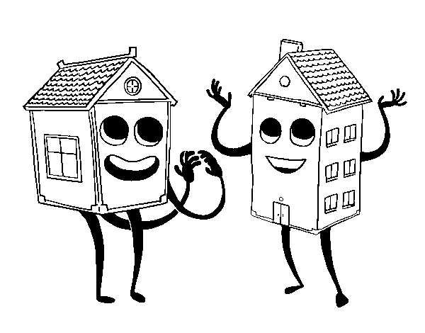 Neighboring houses coloring page