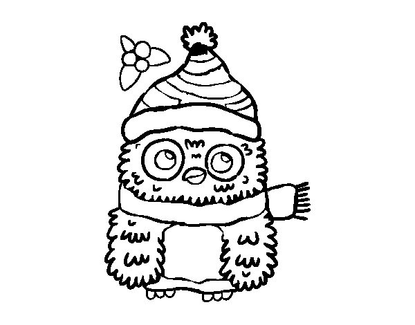 Owl ready for Christmas  coloring page
