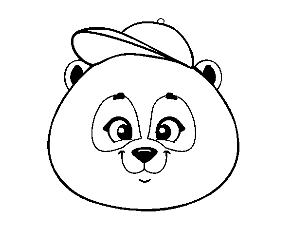 Panda face with hat coloring page