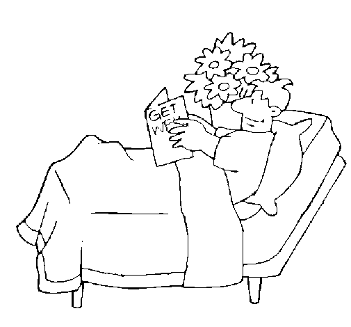 Patient reading coloring page