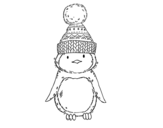 Penguin with winter cap coloring page