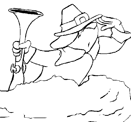 Pilgrim on the lookout coloring page