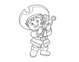 Pirate boy and his monkey pet coloring page