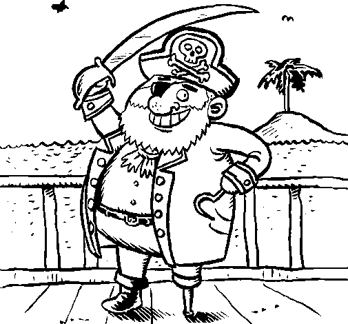 Pirate on deck coloring page