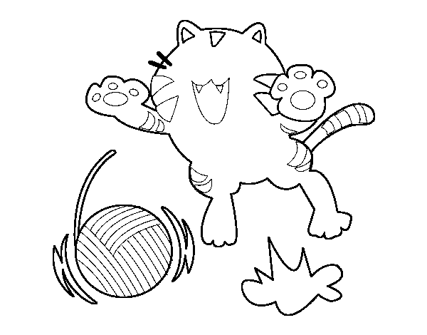 Playful cat coloring page