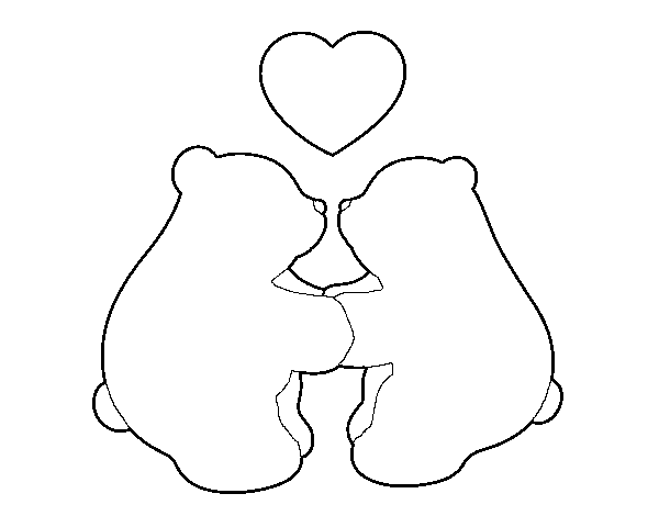 Polar Bears in love coloring page