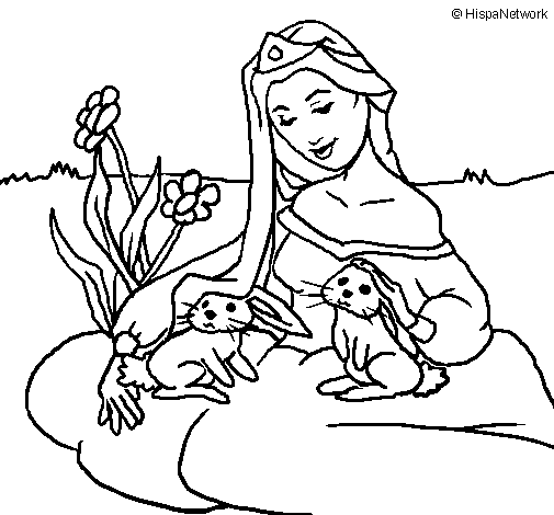 Princess of the forest coloring page