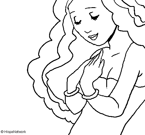 Princess with eyes closed coloring page