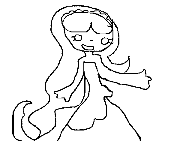 Princess with hair long coloring page