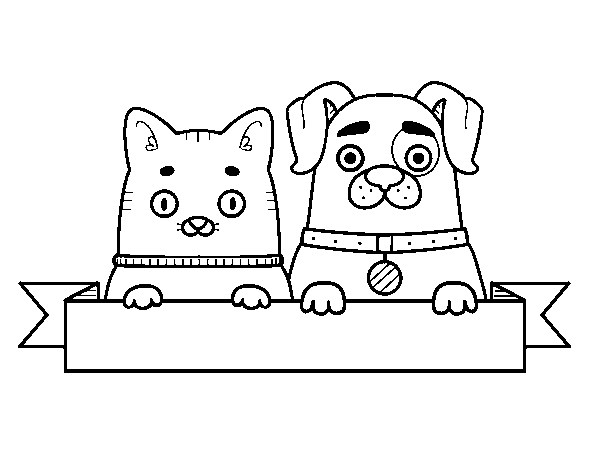 Puppy and kitten coloring page