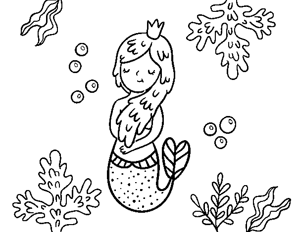 Queen mermaid coloring page