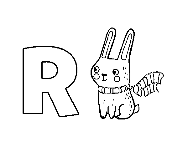 R of Rabbit coloring page