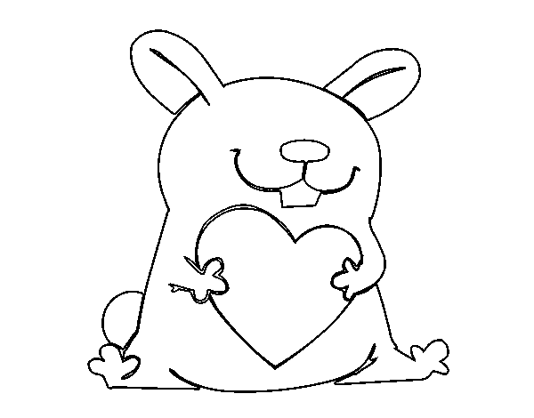Rabbit with heart coloring page