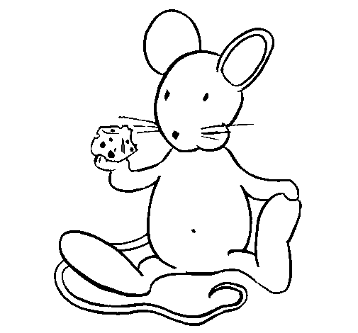 Rat with cheese coloring page