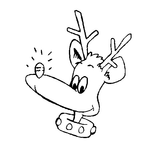 Reindeer with lit up nose coloring page