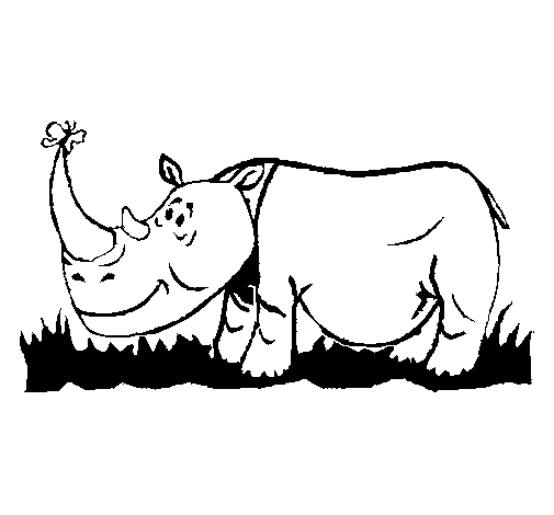 Rhinoceros and butterfly coloring page