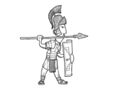 Roman soldier in defense coloring page