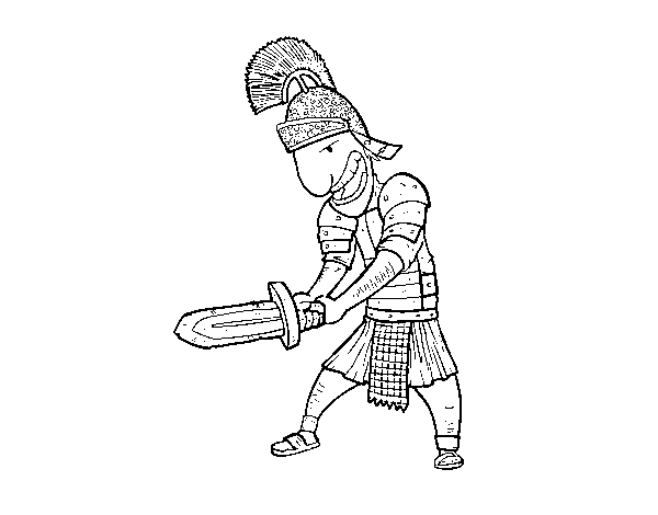 Roman soldier with sword coloring page
