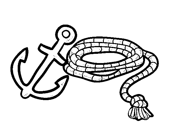 Rope and anchor coloring page