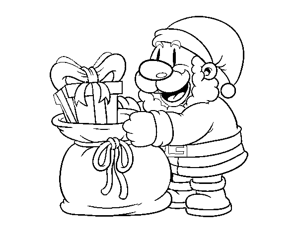 Santa Claus giving presents coloring page