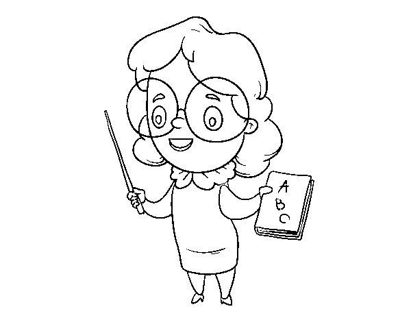 Scholarly teacher coloring page