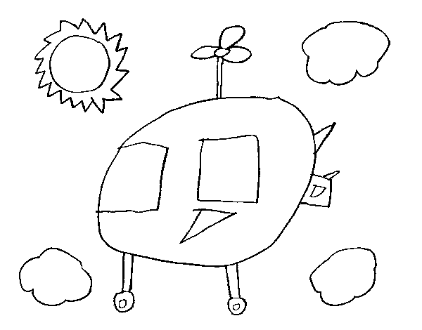 Sky with copter coloring page