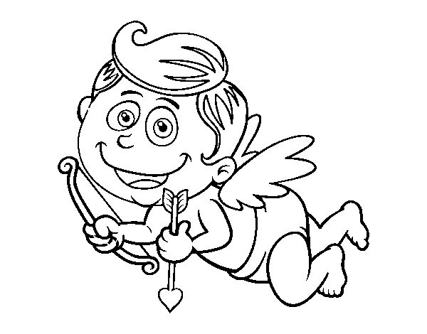 Smiling cupid coloring page