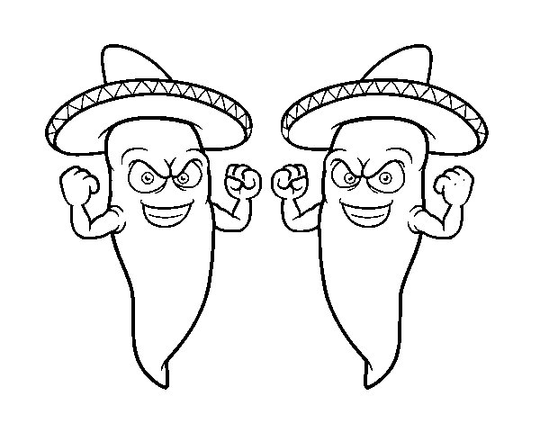 Some mexican peppers coloring page