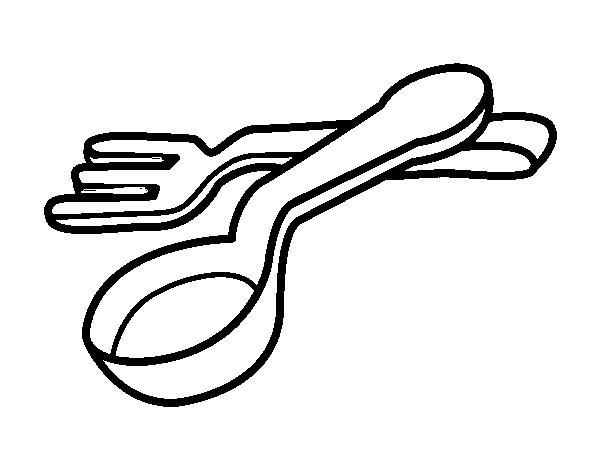 Spoon and fork coloring page