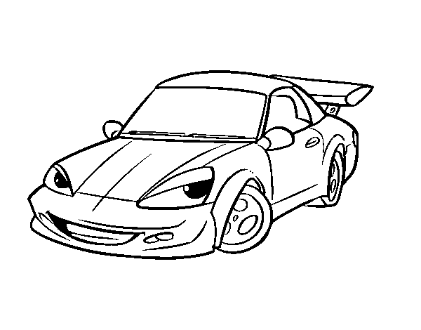 Sports car with aileron coloring page
