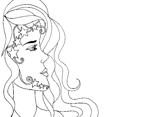 Starry face coloring page