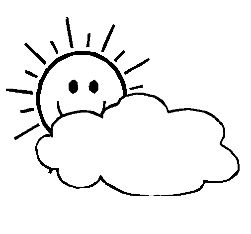 Sun and cloud coloring page