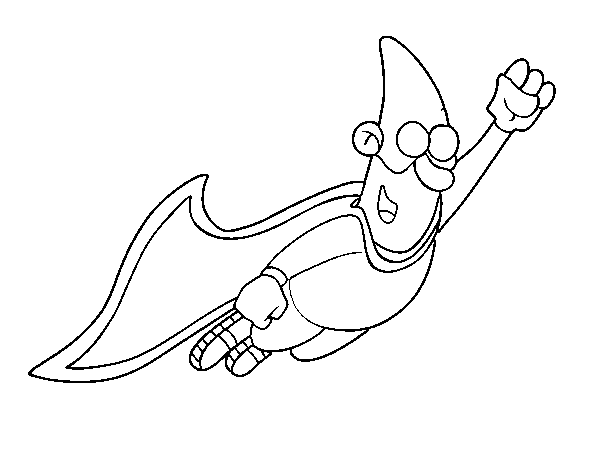 Superhero flying coloring page
