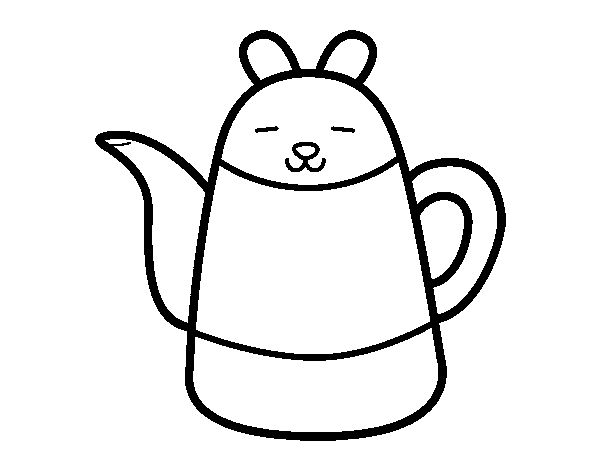 Teapot shaped rabbit coloring page