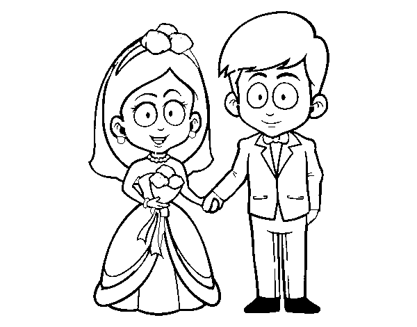  The bride and groom. coloring page
