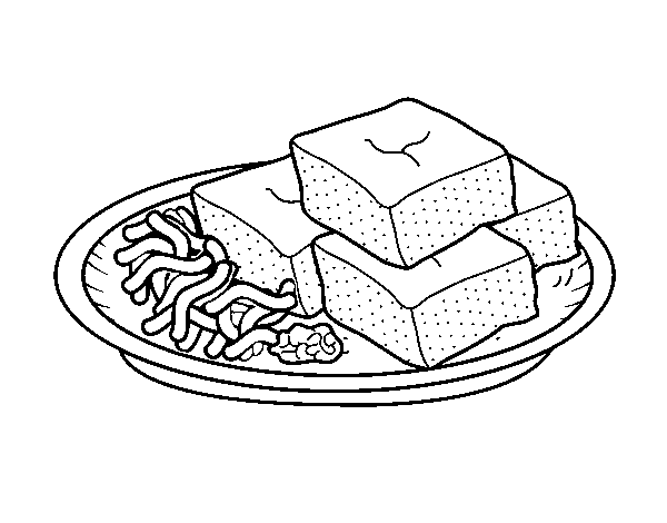 Tofu with vegetables coloring page