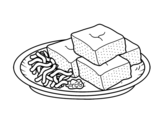 Tofu with vegetables coloring page