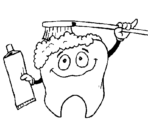 Tooth cleaning itself coloring page