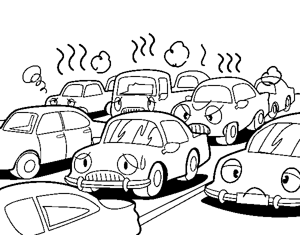 Traffic congestion coloring page